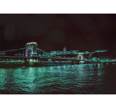 Fotomural ciudad vista nocturna del puente de cadenas - TenVinilo
