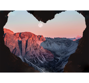 Papel pintado naturaleza paisaje montañoso corazón - TenVinilo