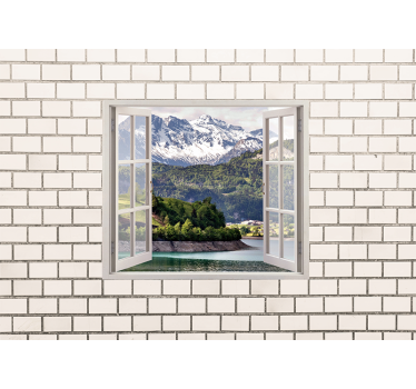 Papel pintado paisaje escape a la vista de montañas - TenVinilo