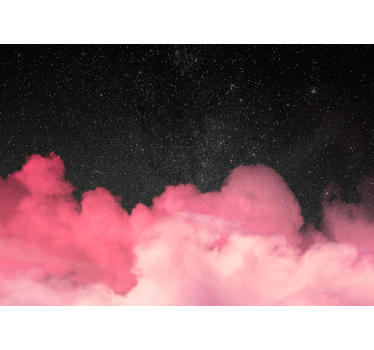 Fotomural montañas nubes rosadas estrelladas - TenVinilo