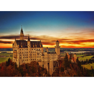Fotomural ciudad castillo de neuschwanstein al atardecer - TenVinilo