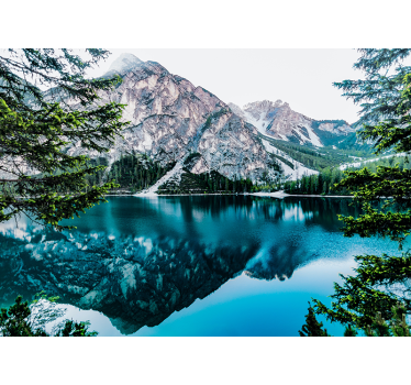 Papel pintado paisaje lago de la reflexión montañosa - TenVinilo