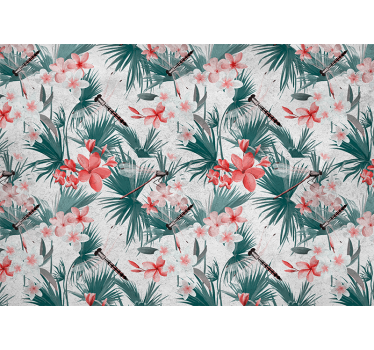 Mural de pared flores diseño floral tropical - TenVinilo
