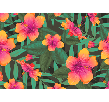 Mural de pared flores flores de hibisco vibrantes - TenVinilo