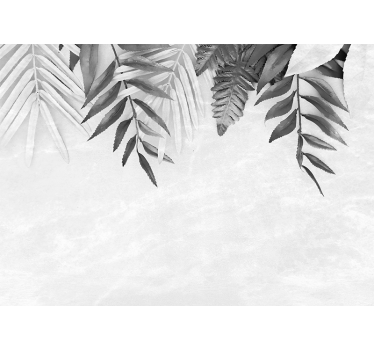 Fotomural naturaleza patrones de hojas monocromas - TenVinilo