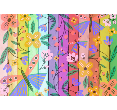 Mural de pared flores motivos botánicos vibrantes - TenVinilo