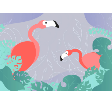 Fotomural animales familia de flamencos - TenVinilo
