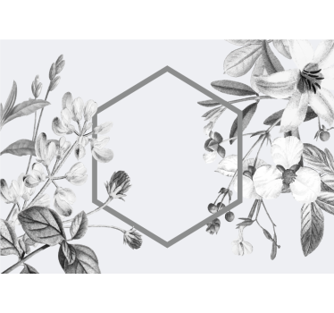 Mural de pared flores arreglo de plantas grises - TenVinilo