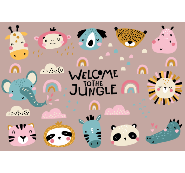 Fotomural animales adorables de la jungla - TenVinilo