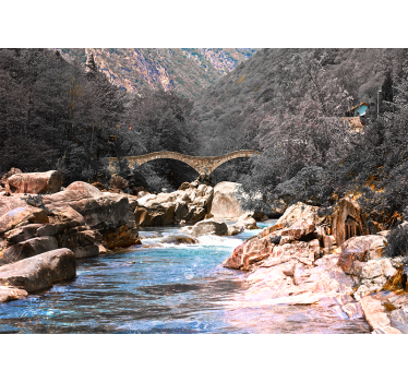 Papel pintado paisaje cruce de río tranquilo - TenVinilo