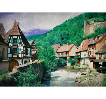 Fotomural ciudad pintoresco pueblo fluvial - TenVinilo