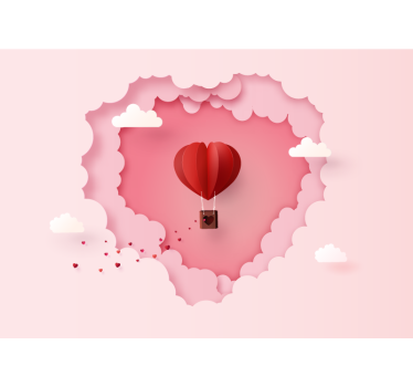 Fotomural de amor globo aerostático corazón - TenVinilo