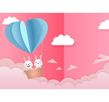 Fotomural de amor globos y conejitos - TenVinilo