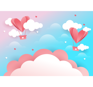 Fotomural de amor globos de corazón flotantes - TenVinilo