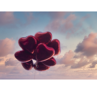 Fotomural de amor globos de aire en forma de corazón - TenVinilo
