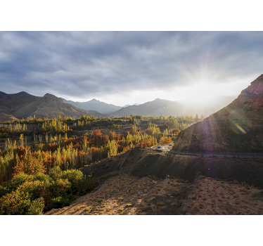 Papel pintado paisaje escena de otoño montañoso - TenVinilo