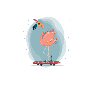 Fotomural animales flamenco patinador divertido - TenVinilo
