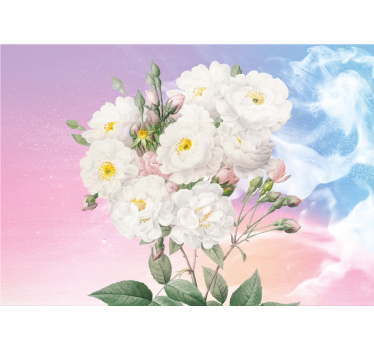 Mural de pared flores arreglo floral blanco - TenVinilo
