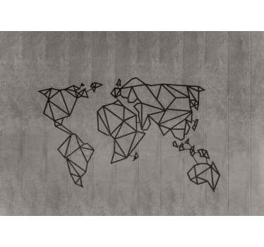 Papel pintado mapamundi contorno geométrico - TenVinilo