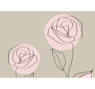 Mural de pared flores arte lineal rosas - TenVinilo