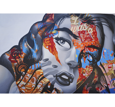 Papel pintado salón arte pop mujer retrato graffiti - TenVinilo