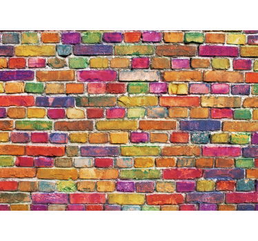 Fotomural arte urbano patrón de ladrillos coloridos - TenVinilo