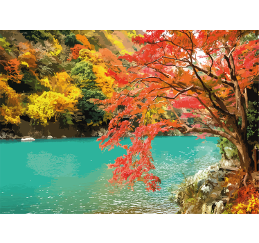 Fotomural naturaleza paisaje otoñal vibrante - TenVinilo