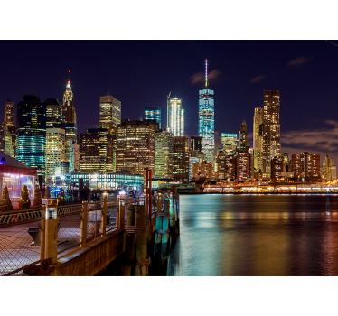 Fotomural nueva york skyline nocturno - TenVinilo