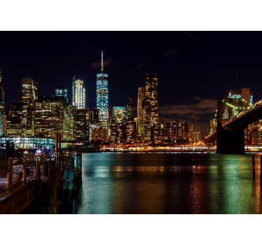 Fotomural nueva york paisaje nocturno de manhattan - TenVinilo
