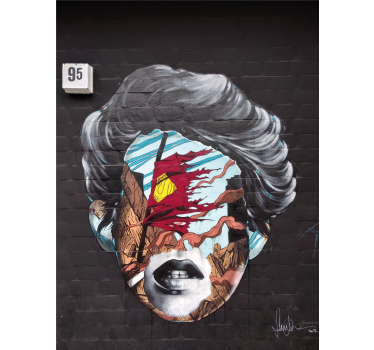 Fotomural arte urbano perfil humano fragmentado - TenVinilo