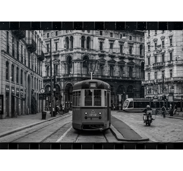 Fotomural ciudad intersección histórica de tranvías - TenVinilo