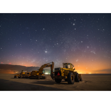 Fotomural vehículo equipos de construcción noche - TenVinilo