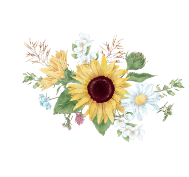 Mural de pared flores composición de girasoles - TenVinilo