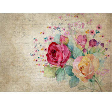 Mural de pared flores composición de rosas - TenVinilo