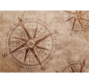 Papel pintado mapamundi estrella náutica compass - TenVinilo