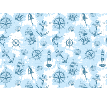 Papel pintado paisaje elementos de aventura marina - TenVinilo