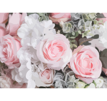 Mural de pared flores rosas rosadas románticas - TenVinilo