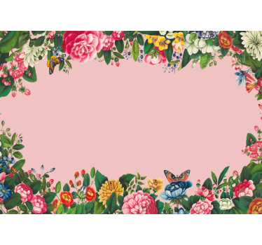 Mural de pared flores elegante diseño floral rosa. - TenVinilo