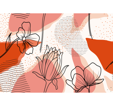 Mural de pared flores arte lineal floral - TenVinilo