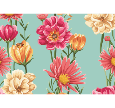Mural de pared flores composición de flores coloridas - TenVinilo