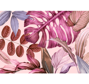 Mural de pared flores hojas tropicales vivas - TenVinilo