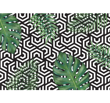 Fotomural texturas patrón de hojas geométricas - TenVinilo