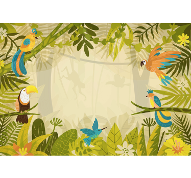 Fotomural selva pájaros coloridos de la jungla - TenVinilo