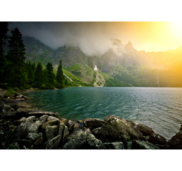 Papel pintado paisaje vista de lago montañoso - TenVinilo