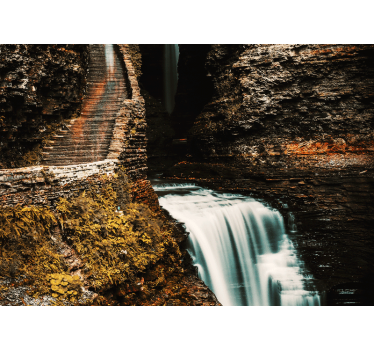 Papel pintado paisaje vista de cascada fluida - TenVinilo