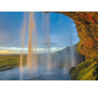Fotomural montañas vista del majestuoso salto de agua - TenVinilo
