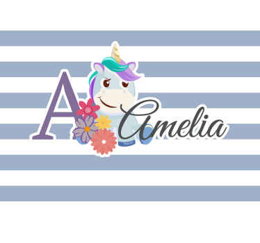 Fotomural personalizable tema de unicornio encantador - TenVinilo