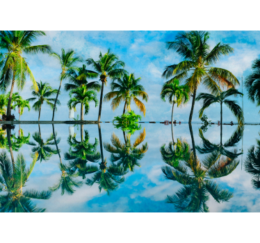 Fotomural naturaleza reflejos de palmeras lujosas - TenVinilo