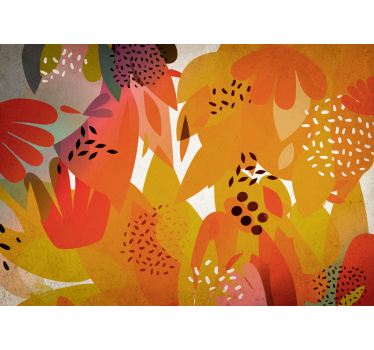 Mural de pared flores motivos de hojas vibrantes - TenVinilo
