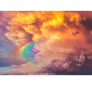 Mural para habitación juvenil Nubes al atardecer con arcoiris - TenVinilo